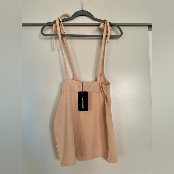 PLT Stone Dungaree Style Mini Skirt - Beige/Nude (Size Small) - Picture 3 of 5